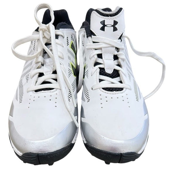 Under Armour lace up white/neon/silver athletic sneaker size 8 - Picture 6 of 10